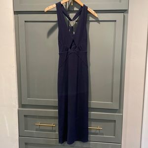Free people navy midi dress with cut out SZ XS